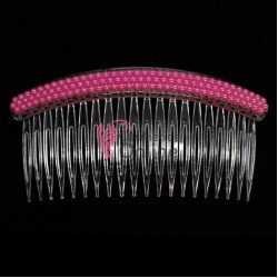 Pieptene din plastic BT026DD Transparent pentru par cu perlute Fuchsia